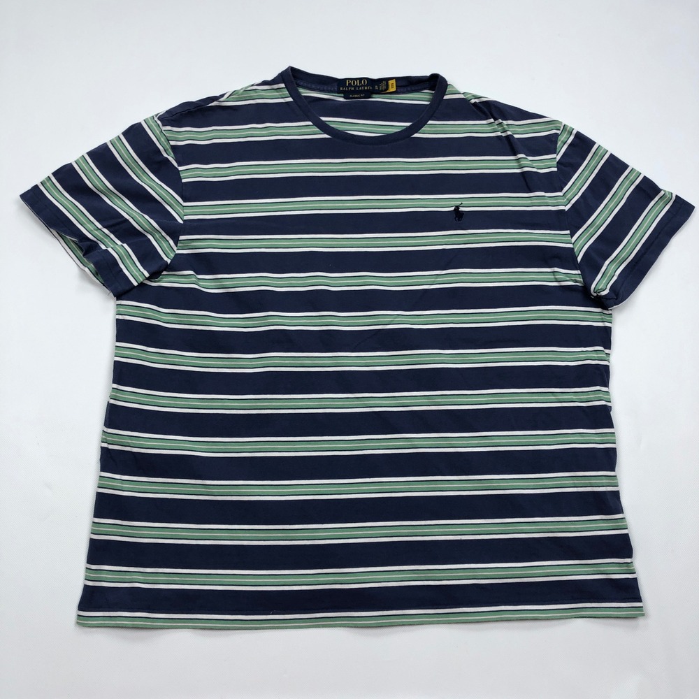 Polo Ralph Lauren Mens XL Classic Fit Striped T-Shirt Navy Nautical
